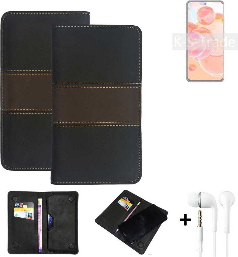 K-S-Trade Handyhülle + Kopfhörer kompatibel mit ZTE Blade V40 Pro Schutzhülle Walletcase Bookstyle Tasche Schutz Case Hülle Wallet Cover