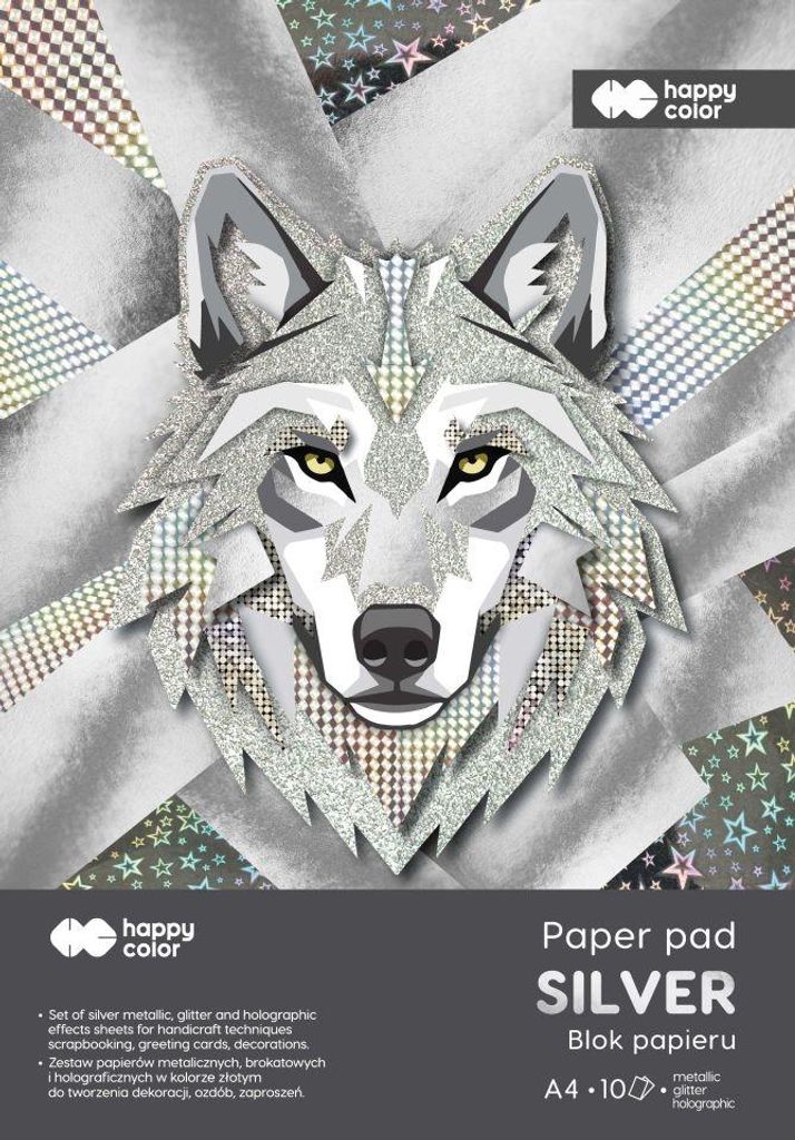 Blok Hobby Silber A4 150–230 g. 10 Blatt. Happy Color