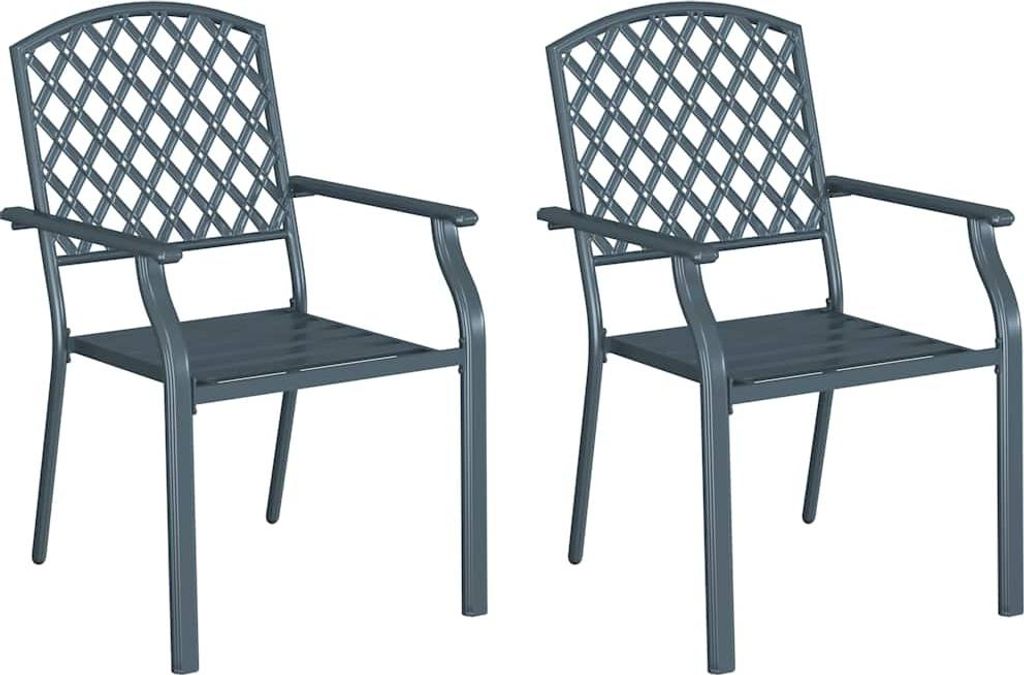 vidaXL Gartenstuhl 2 pcs Anthrazit 56 x 65 x 89 cm Stahl