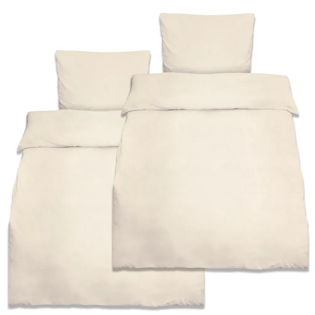 Housse de Couette Julie Anti-Plis en Coton Renforcé 135x200 cm Écru