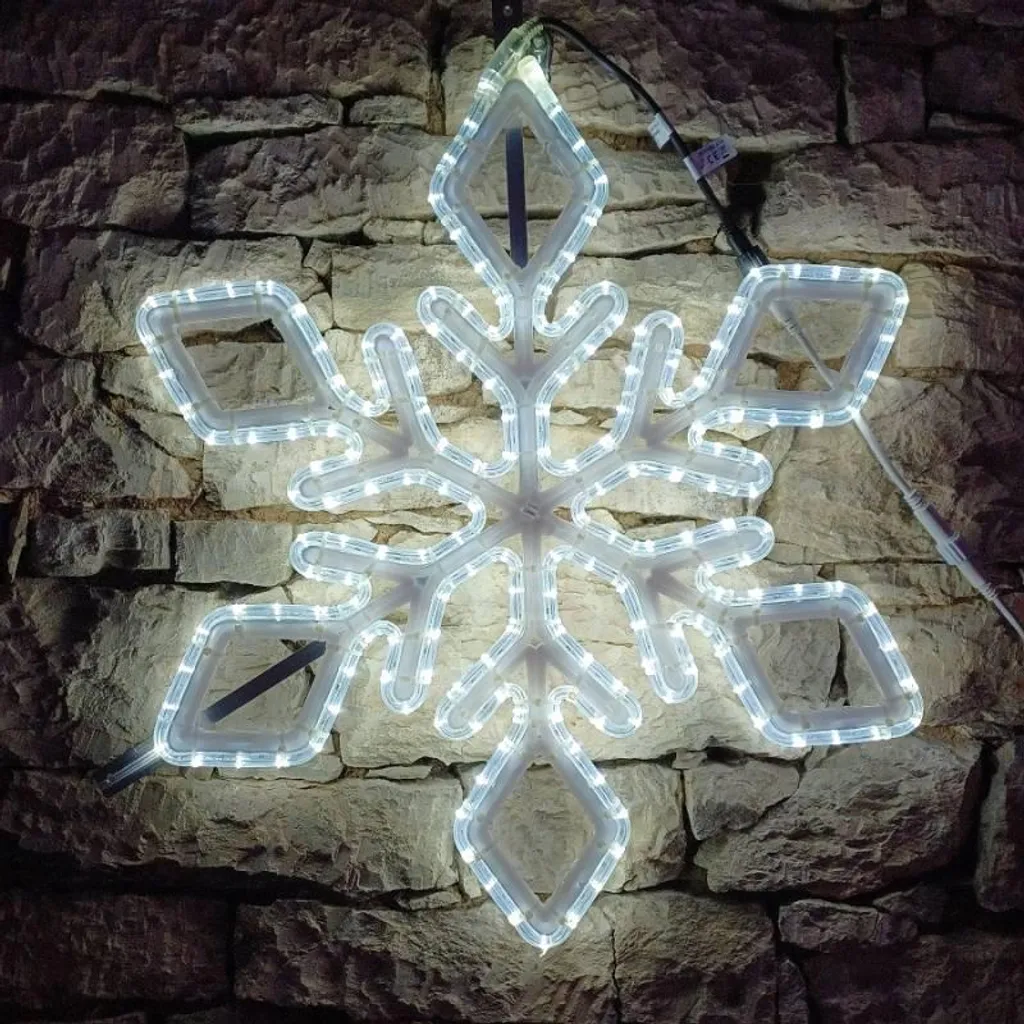 Suspension lumineuse flocon de neige LED 65 cm pour vitrine de Noël