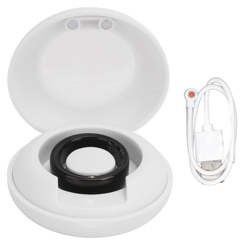 Smart Ring Health Tracker Bluetooth Schrittzählung Schlafqualitätsüberwachung IP68 Wasserdicht mit Ladeetui Schwarz Größe 12