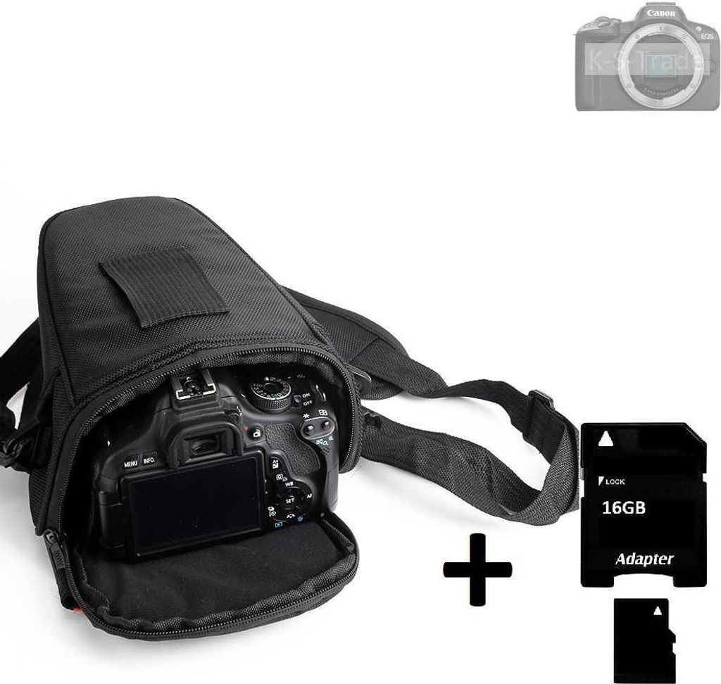K-S-Trade Schultertasche kompatibel mit Canon EOS R50 Colt Kameratasche für Systemkameras DSLR DSLM SLR, Bridge etc., + 16GB Speicherkarte
