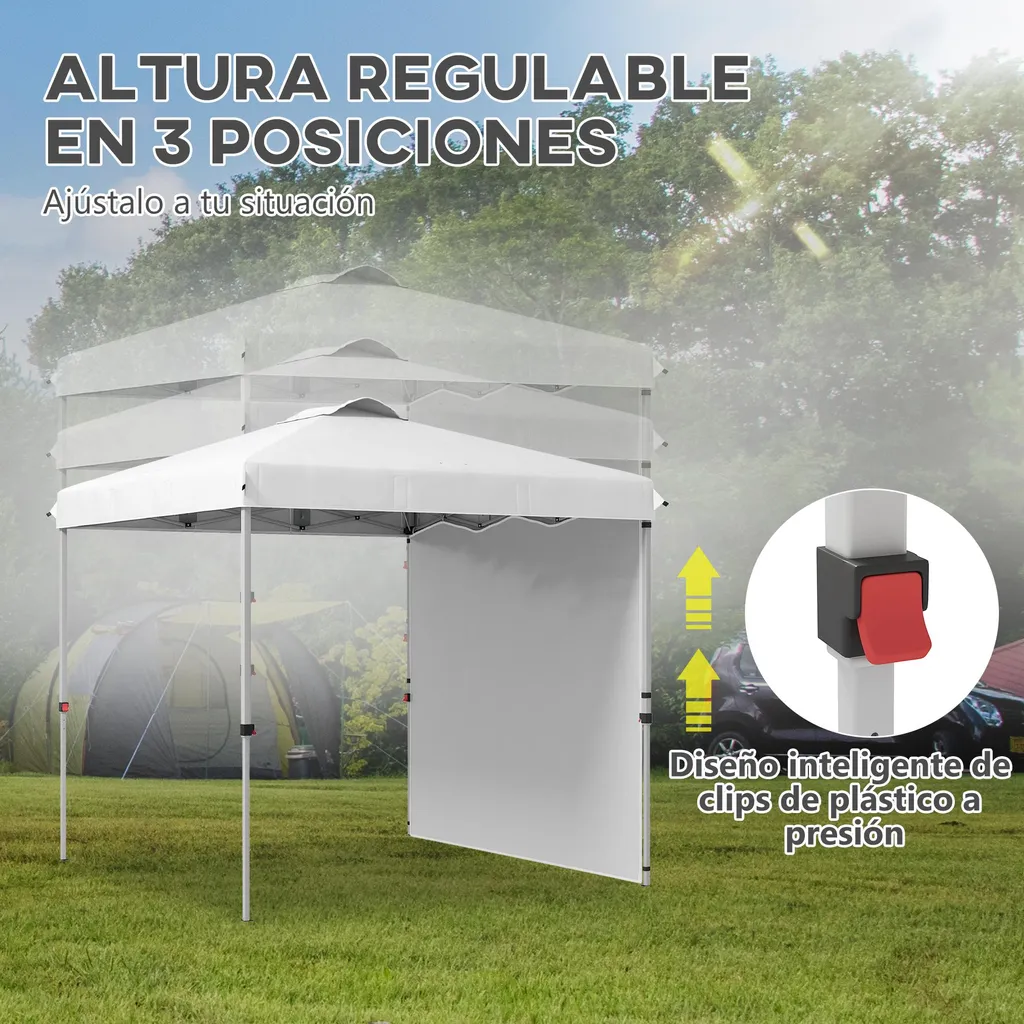 Tente pliable réglable en hauteur en polyester résistant blanc - 4