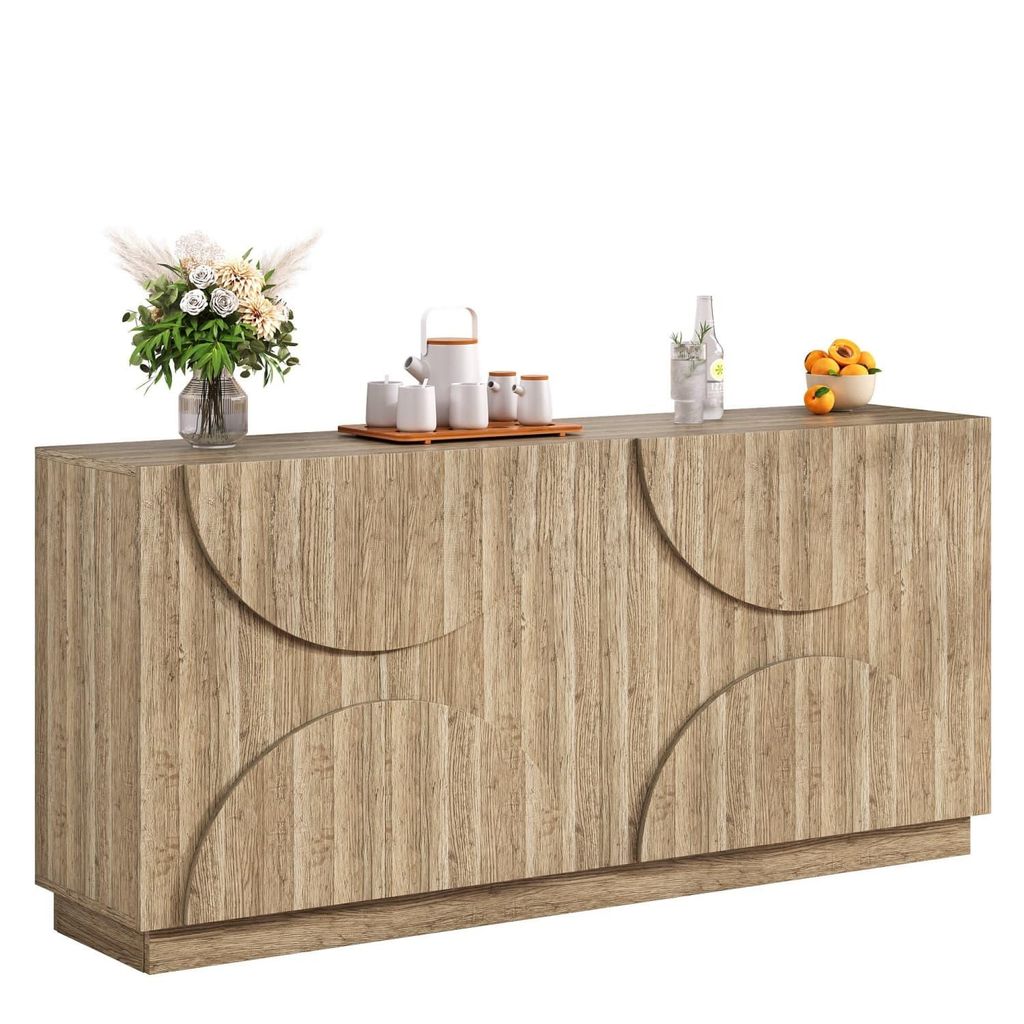 Sideboard mit Regalen,Kommde mit Rebounder, natürliche Holzmaserung