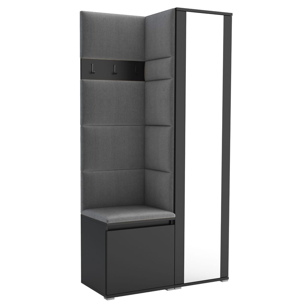 Garderobe LUTON 6 BLACK 33– Farbe: schwarz, moderner Produktbild 