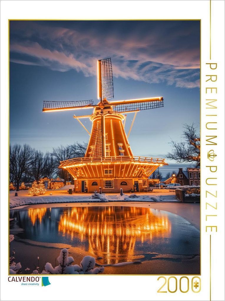CALVENDO Puzzle Windmühlen im Abendlicht, verweben Träume und Geschichten im Gesicht | 2000 Teile Lege-Größe 90x67cm Foto-Puzzle für glücklic...