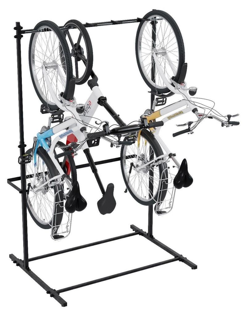 QLS Fahrradständer 5 Fahrräder freistehend vertikal Stahl Garage Keller Schwarz 11467