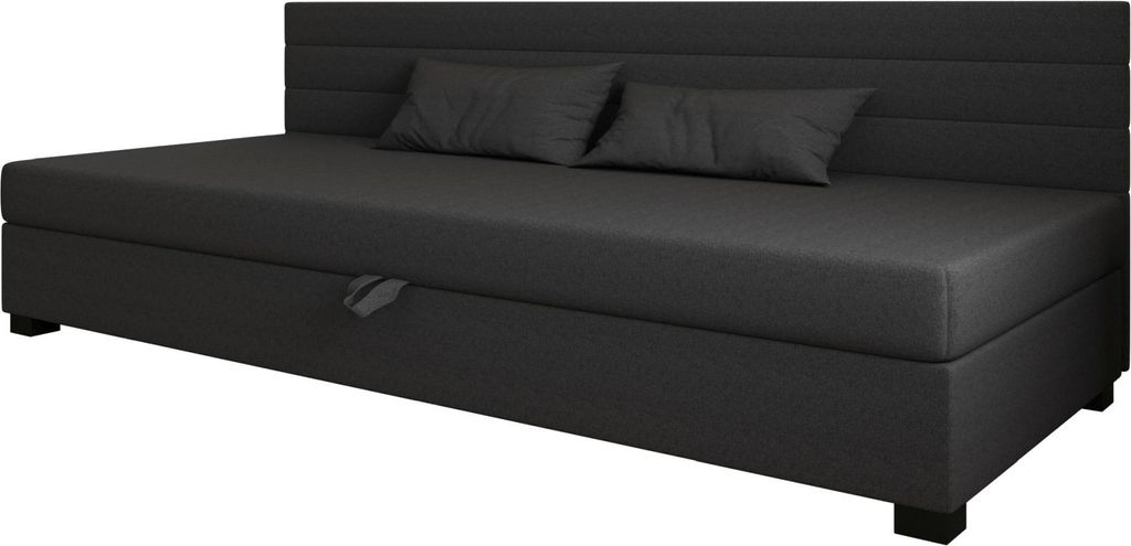 AURA SOFA Boxspringbett WILD BIZ 120x195 Komplett-Set mit Bonell Matratze, Polsterbett mit Bettkästen - Dunkelgrau, SAWANA 05
