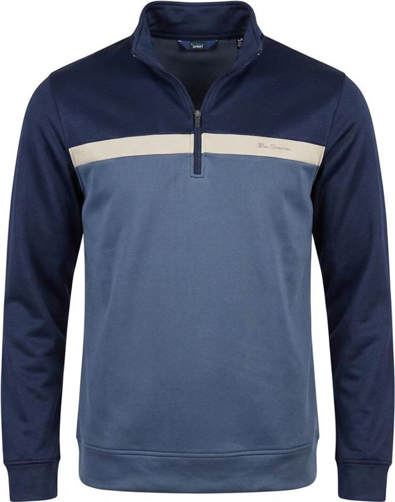 L|Ben Sherman Blue Two Tone Zip Herren Sweatshirt Produktbild 