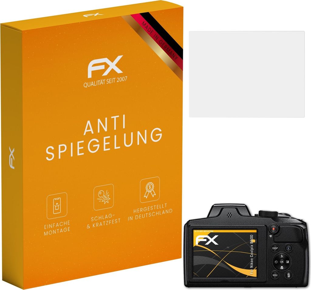 atFoliX FX-Antireflex 3x Schutzfolie kompatibel mit Nikon Coolpix B600 Displayfolie
