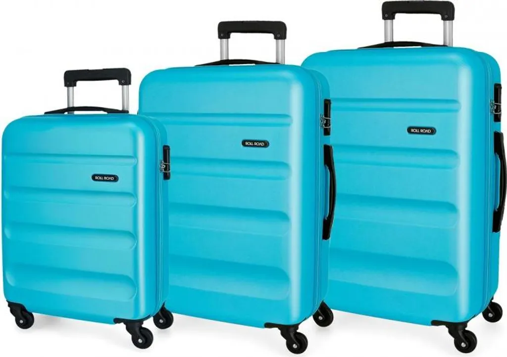 Set de Valises Rigides Roll Road Flex en ABS Bleu Clair 3 Pièces