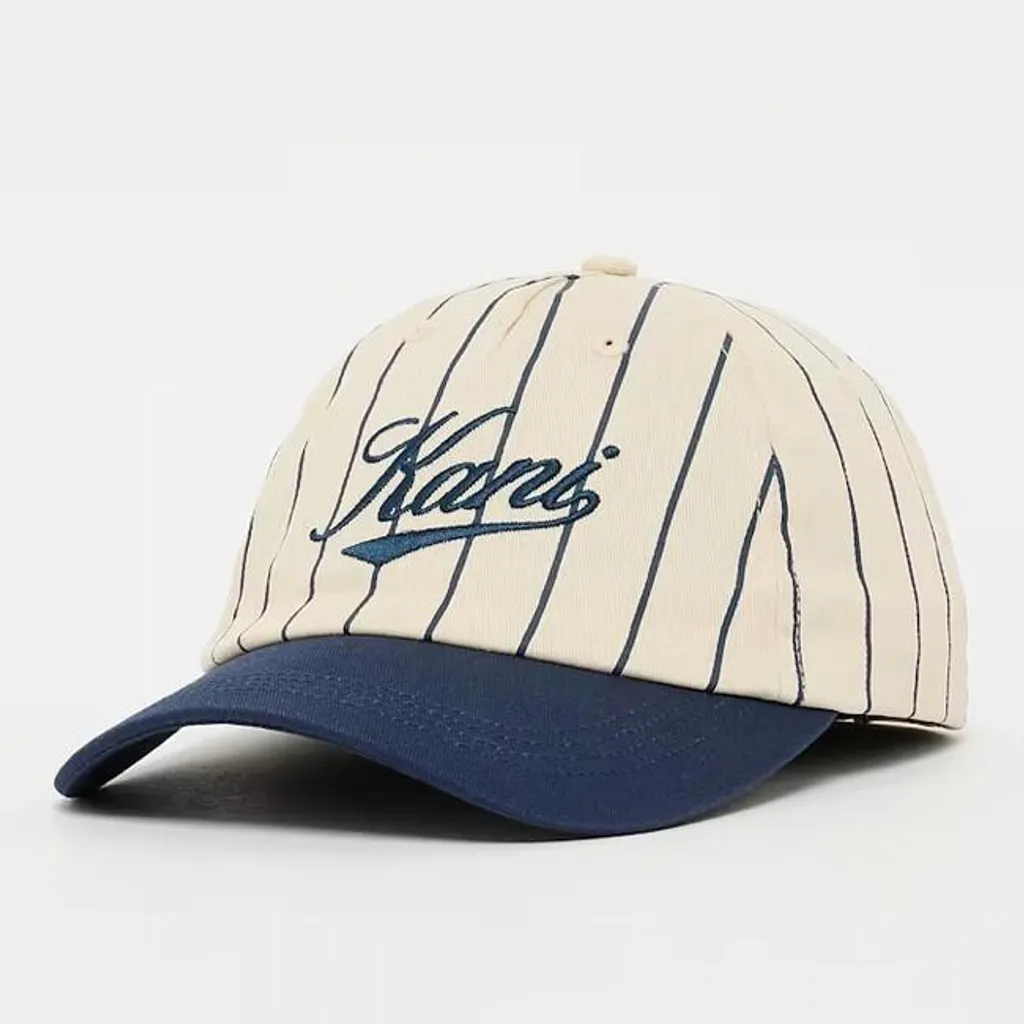 Casquette brodée Karl Kani Cursive Varsity blanche à rayures fines UNI