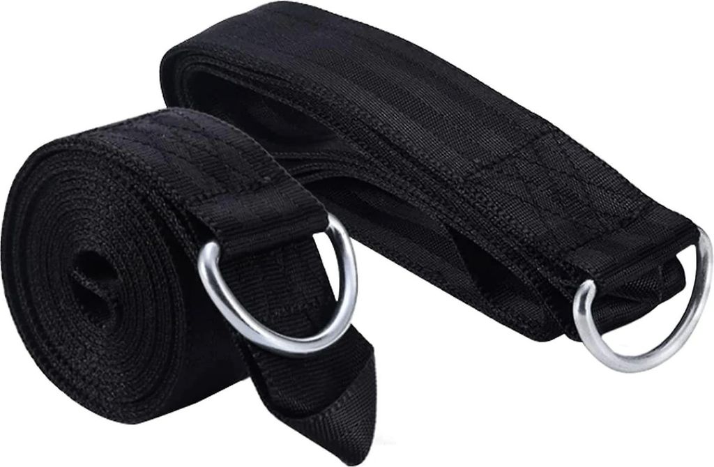 Hängemattengurt, 2 m Baumschaukel-Aufhängeset, robuste Baumschaukelgurte, Aufhängeset mit Karabiner, hält 1000 kg, schwarz, 2 Stück