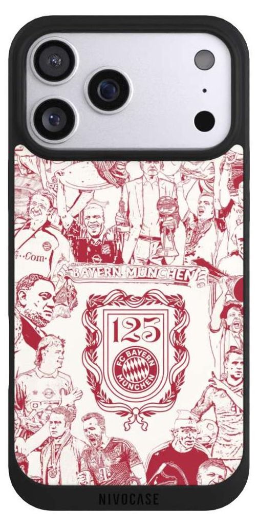 NIVOCASE Handyhülle für Apple iPhone 17 Pro Max Hülle NIVOpure Case Schwarz FC Bayern München Offizielles Lizenzprodukt FCB 125 Jahre