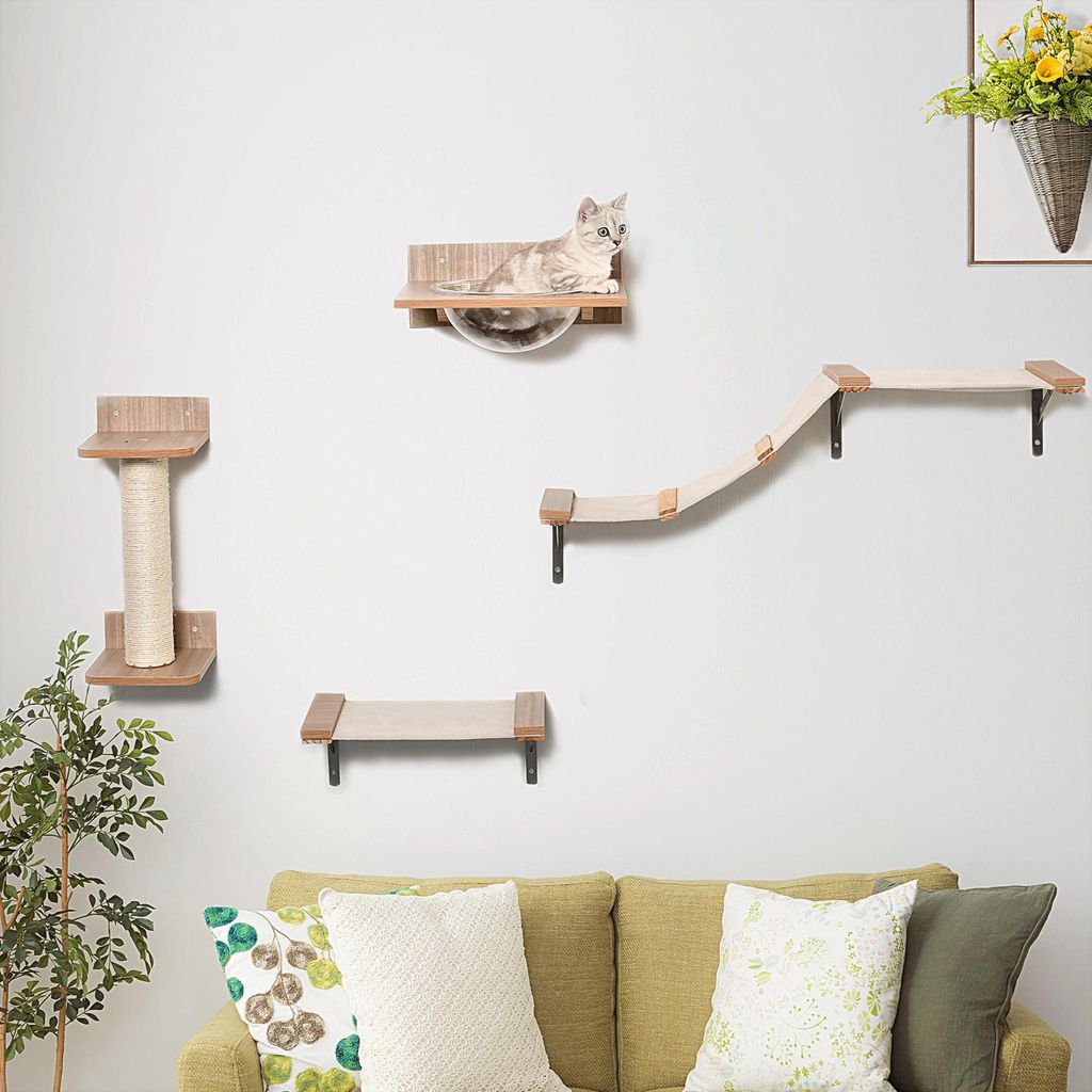 SUGIFT Katzen Kletterwand Set 4-teilig wandmontiert, Produktbild 
