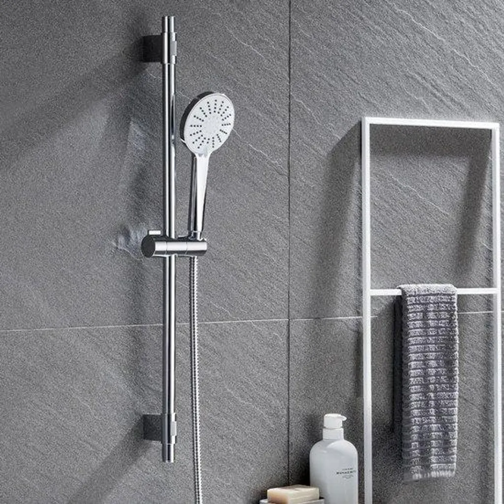 Ensemble douche anti-calcaire en inox avec robinet et fixation facile