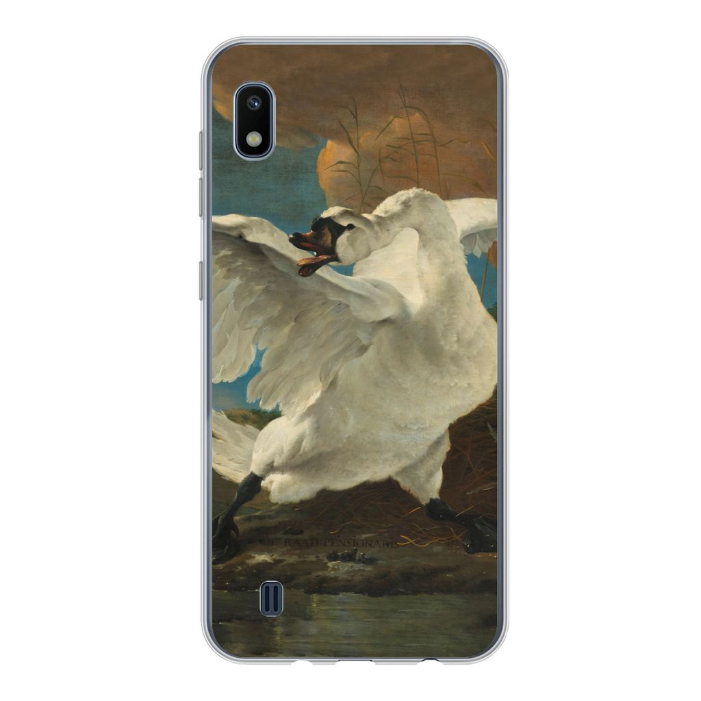 MuchoWow Handyhülle Schutzhülle Hülle für Samsung Galaxy A10 Der bedrohte Schwan - Gemälde von Jan Asselijn Silikon Softcase Handy Hülle - ...