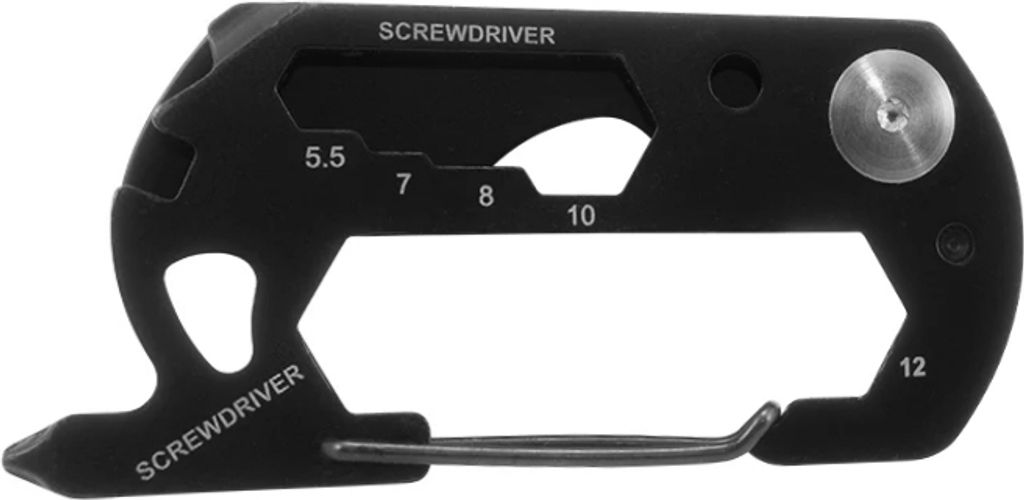 10in1 Multitool Schlüsselanhänger, EDC Multifunktions-Karabiner Werkzeug - Schwarz