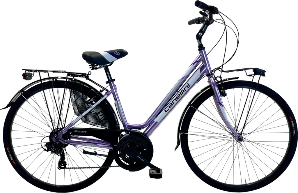 Vélo Canellini DEA 28" Violet 21v : Confort et cadre col de cygne