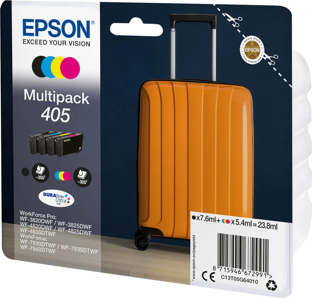 Epson 405 Multipack Inchiostri Originali - Kit 4 Pezzi con Allarme - 2