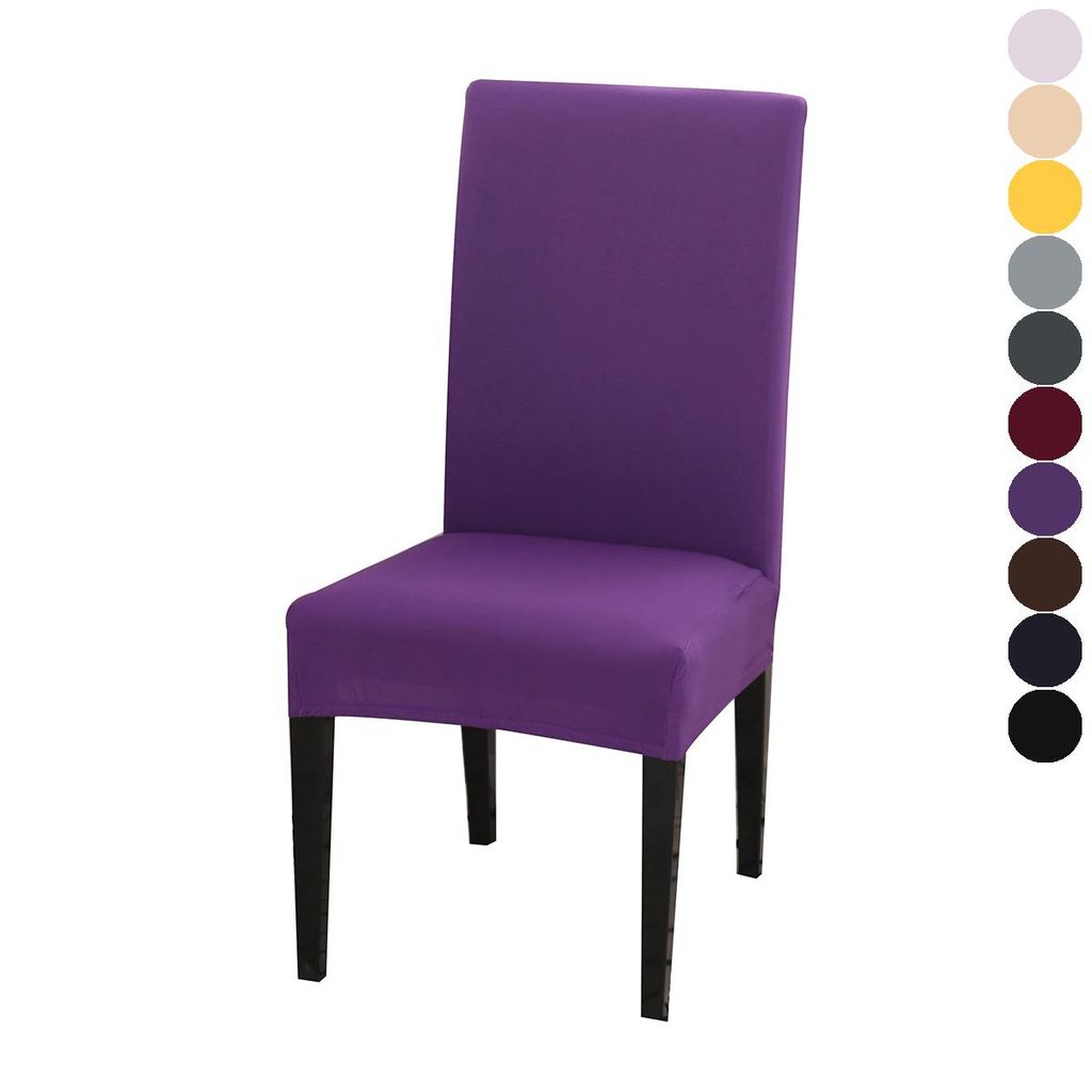 2er Set Stretch Stuhlhussen Universal Stuhlbezug Stuhlüberzüge Hussen für Hochzeit Esszimmer Bankett Party Restaurant, Lila