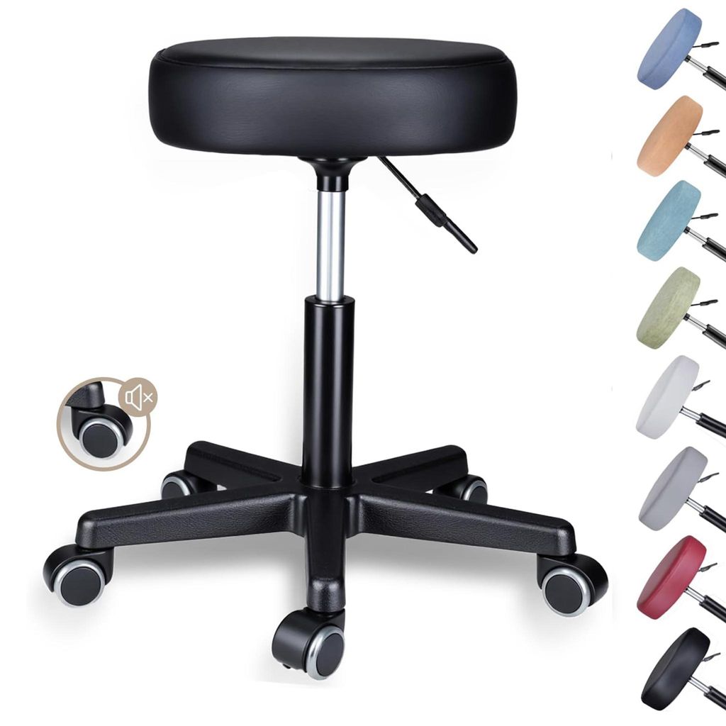 Theo&Cleo Rollhocker höhenverstellbar Drehhocker mit Rollen Produktbild 