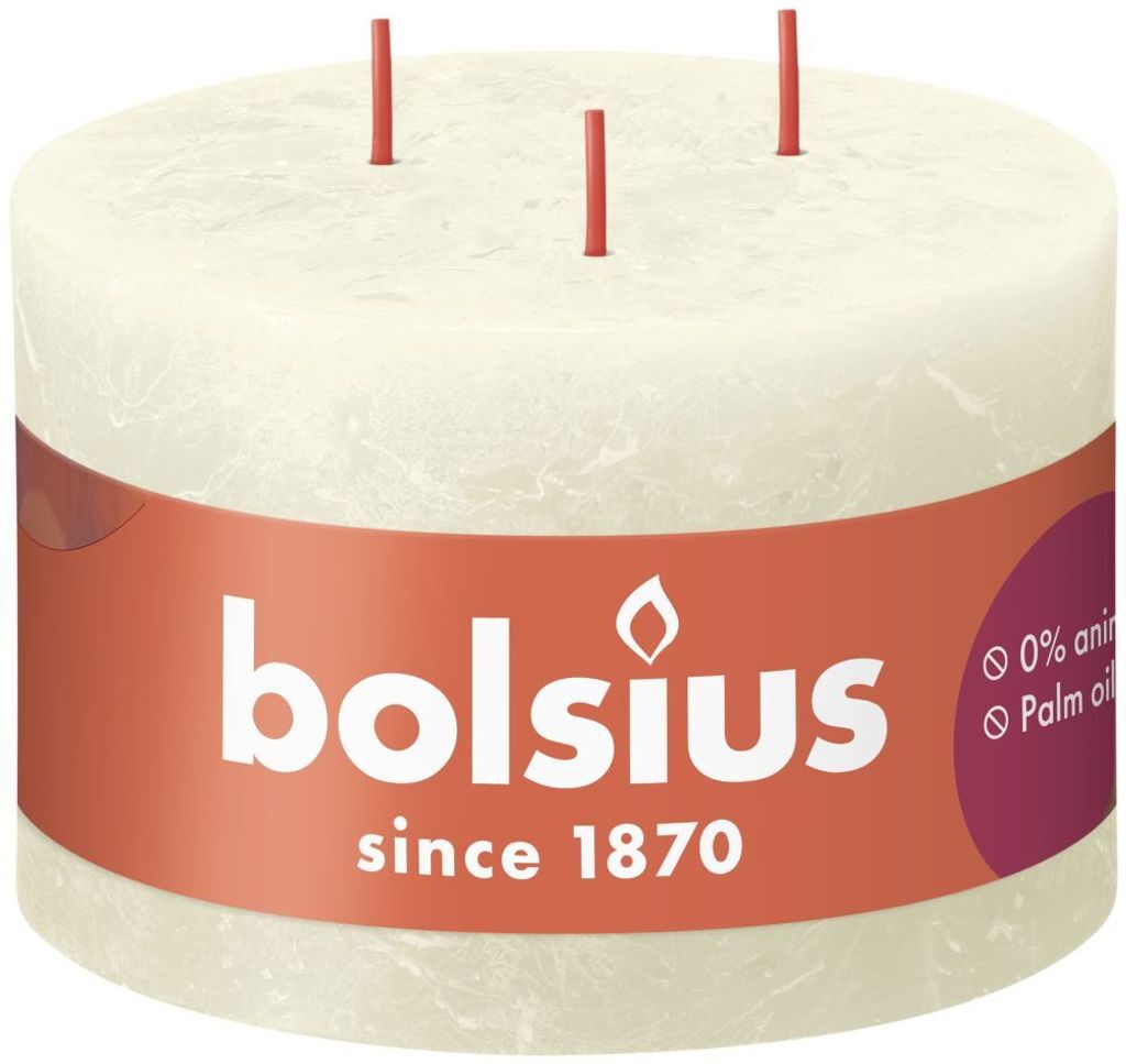 Bolsius Rustik 3Docht Kerze weiche Perle 90/140mm Produktbild 