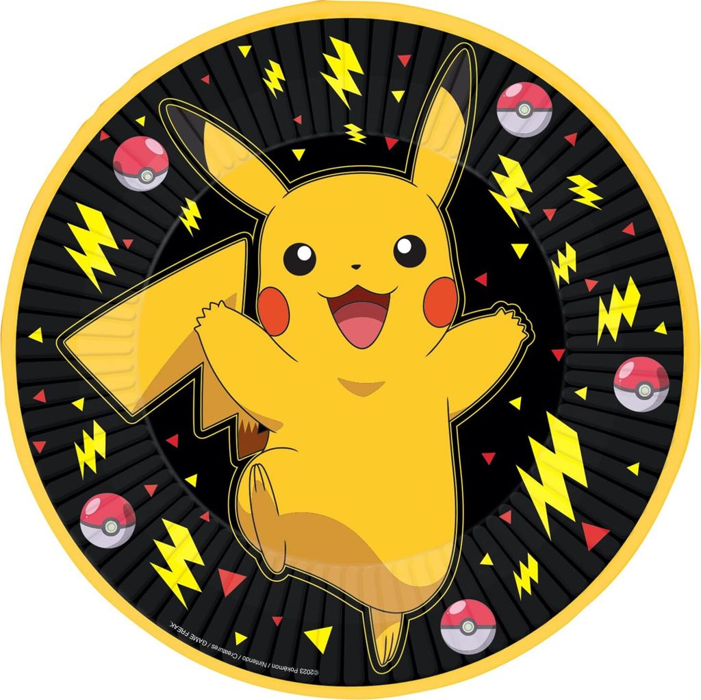 Piatto di carta Pokemon, Pikatchu, 23 cm, 8 pezzi. Immagine del prodotto 