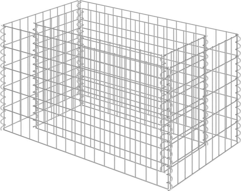 A wireframe rendering of a gabion raised garden bed.