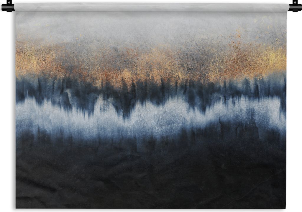 MuchoWow Wandteppich Wandbehang Abstrakt - Gold - Luxus - Blau 150x112.50 cm Tapisserie Dekoration Wandtuch - Wanddecke - Wandteppiche