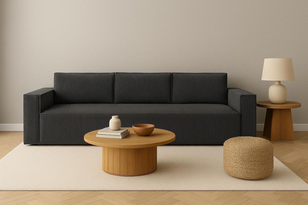 GUTTO Schlafsofa CORDA GRAU aus Kordstoff mit Schlaffunktion - Modernes Design in trendigen Farben