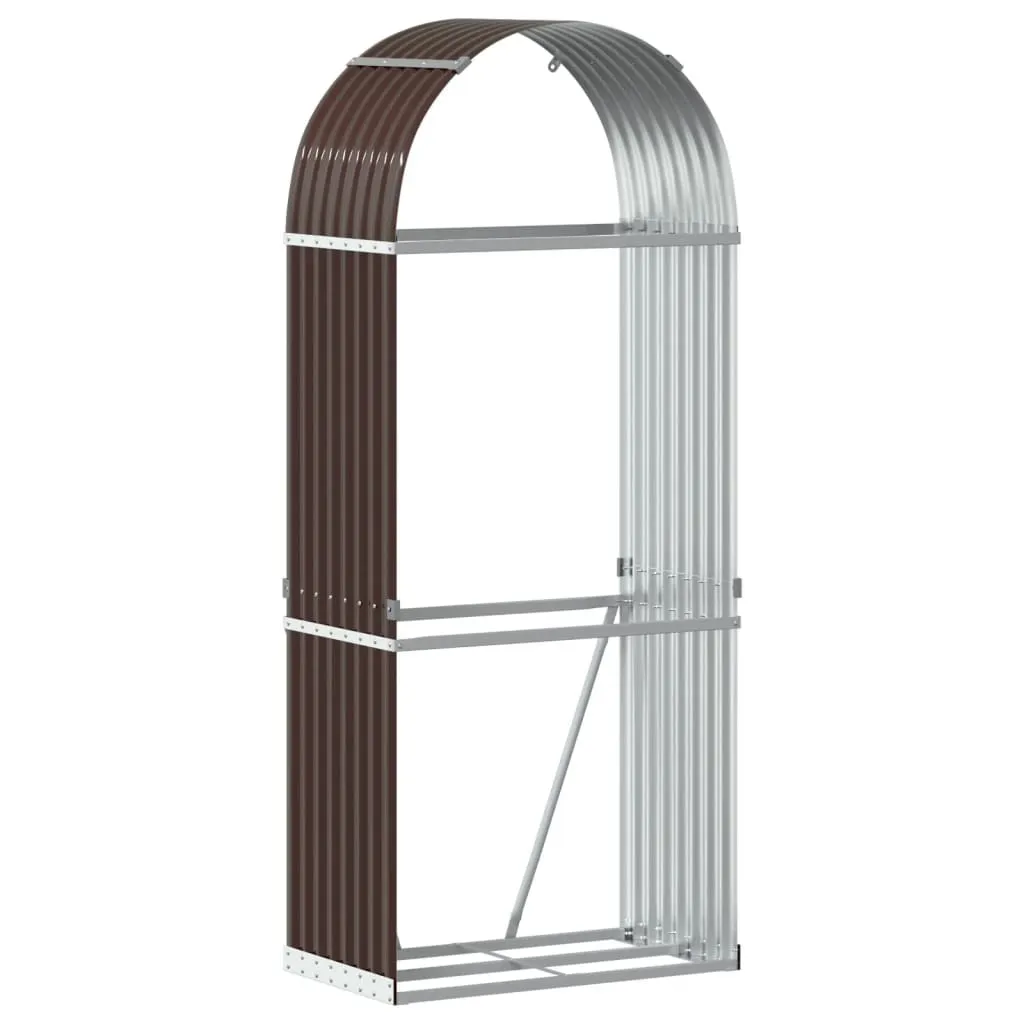 Portalegna Esterno Economico Marrone 80x45x190 cm in Acciaio Zincato