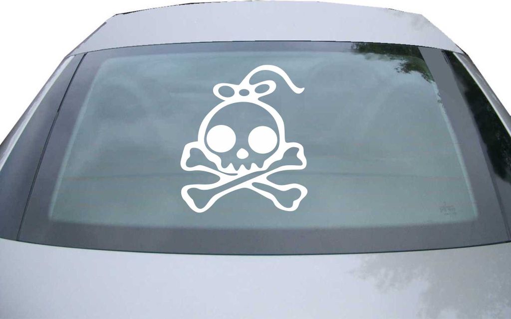 Indigos UG - Aufkleber Heckscheibe & Motorklappe DE6331 - weiß - 600x514 mm - skull girl - Auto Scheiben Fenster Heckklappe Tuning Racing JDM - Di...