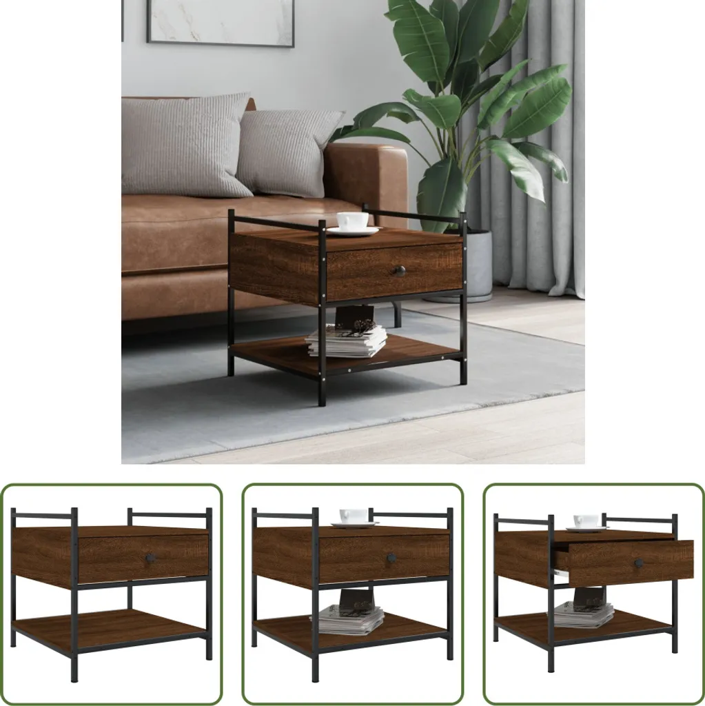 Tavolino Rovere Marrone 50cm The Living Store - Il Centro del Tuo Relax