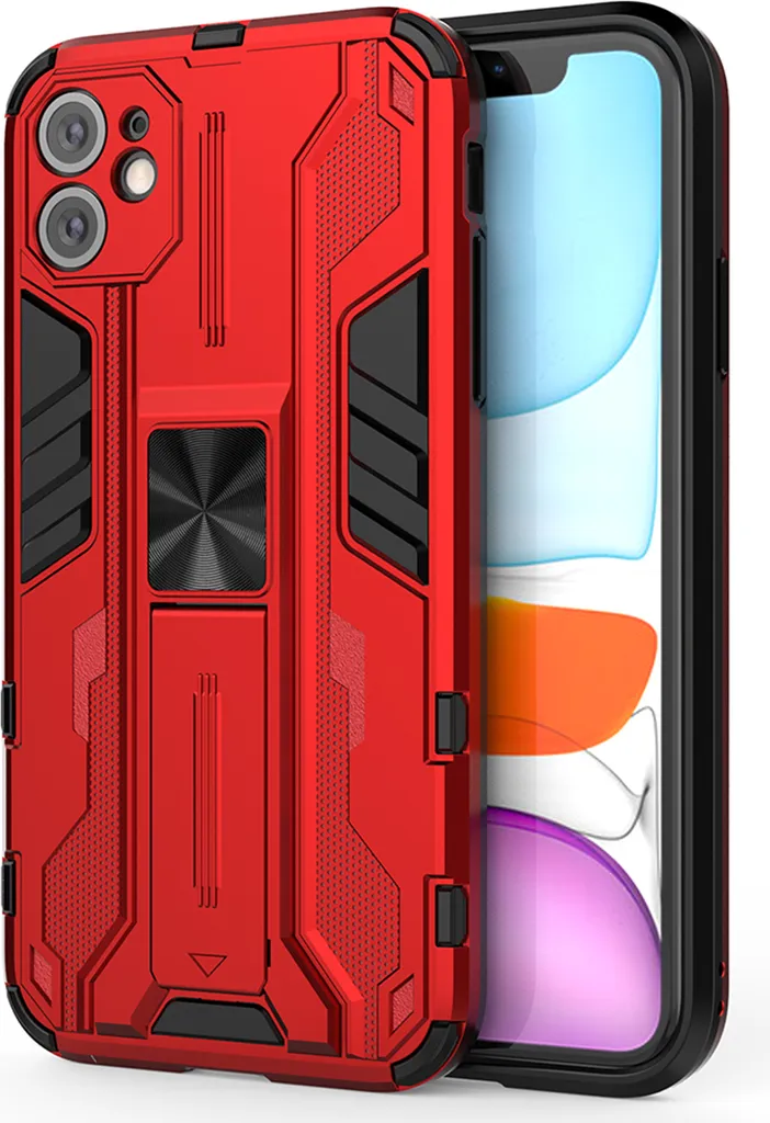 Custodia iPhone 11 Rugged Rossa con Cavalletto TPU+PC Antiurto