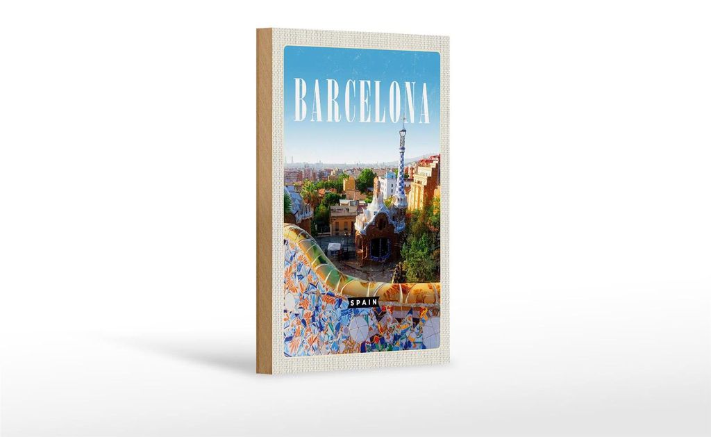 Holzschild Reise 12x18 cm Barcelona Spanien Reise La Pedrera