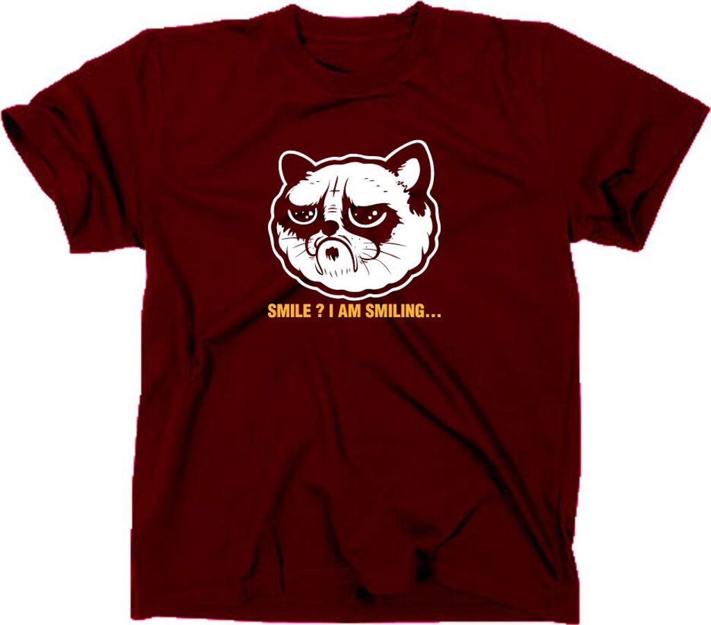 Styletex23 T-Shirt Grumpy Cat, maroon, XL