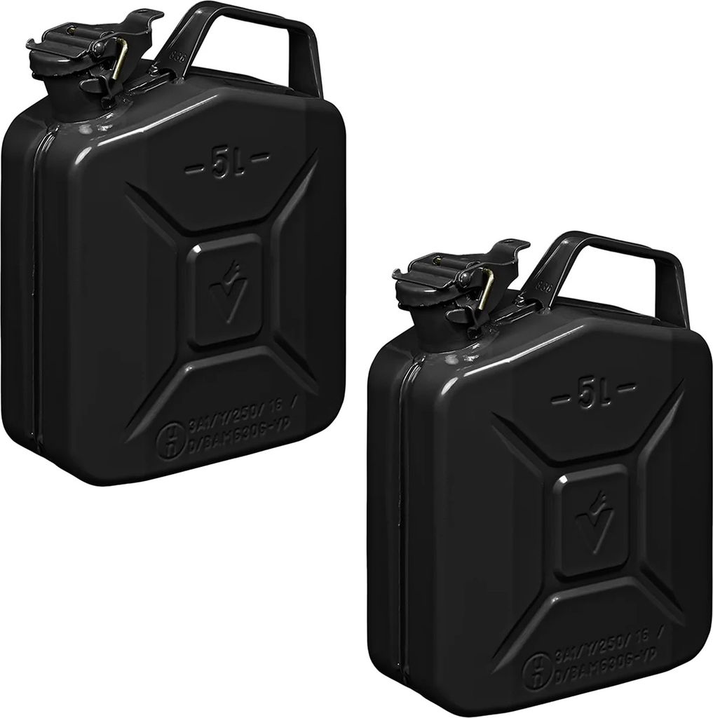 2x Kraftstoffkanister 5L Metall schwarz Reserve Diesel Benzinkanister Camping