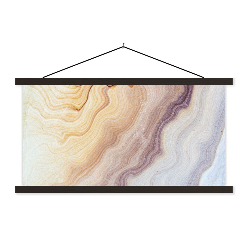 MuchoWow Textilposter Marmor - Textur - Sandstein - Gold - Marmoroptik 120x60 cm mit schwarzem Rahmen - Dekoration Schlafzimmer