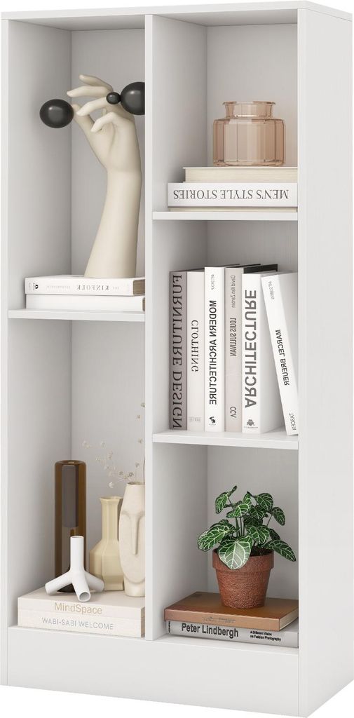 GOPLUS Bücherregal, 3 Ebenen Würfelregal freistehend, Standregal Kinderregal Spielzeugregal Bücherschrank für Leseecke, Weiß,50 x 24 x 104 cm