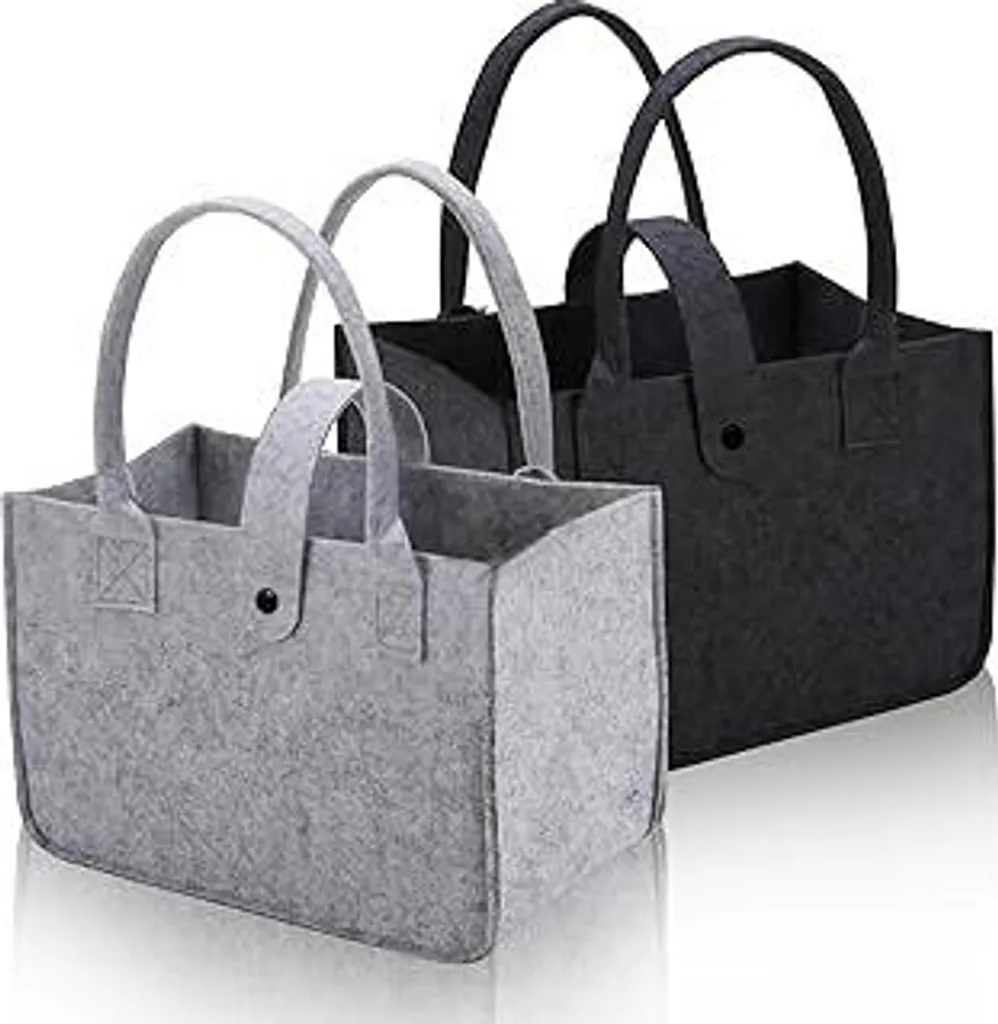 2 Borse in Feltro per Spesa e Casa - Shopper Pieghevole 30x20x18 cm