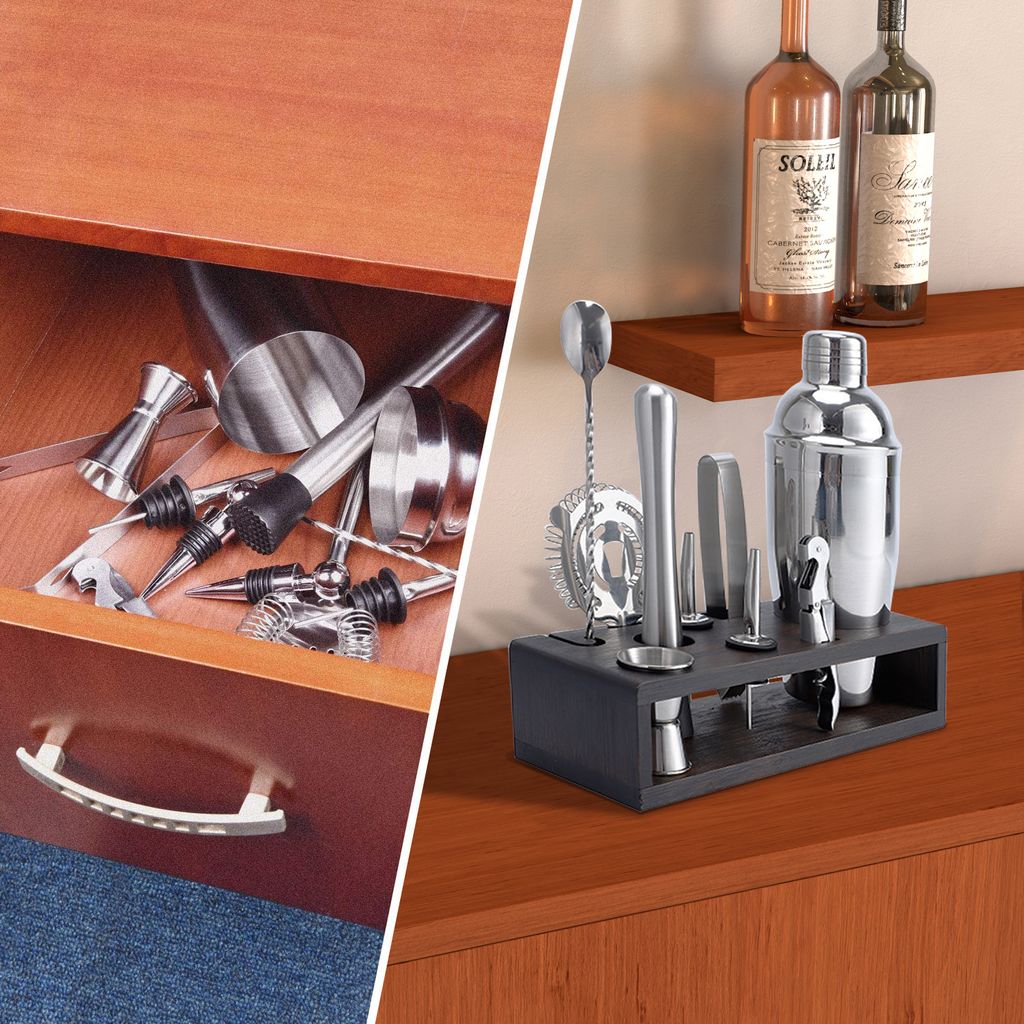 ZONADAH 5-teiliges Cocktail-Shaker Set - 400ml Edelstahl & Glas Bar-Zubehör