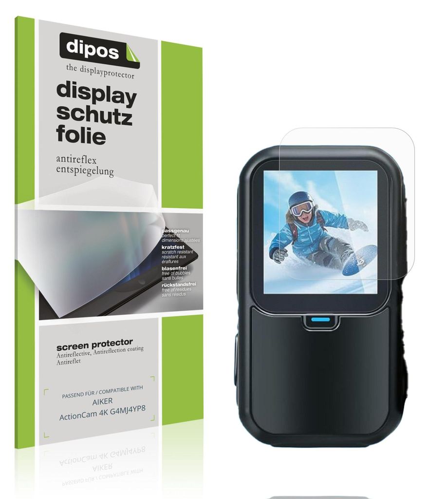 4x Schutzfolie für AIKER ActionCam 4K G4MJ4YP8 matt Displayschutzfolie Folie Display Schutz dipos
