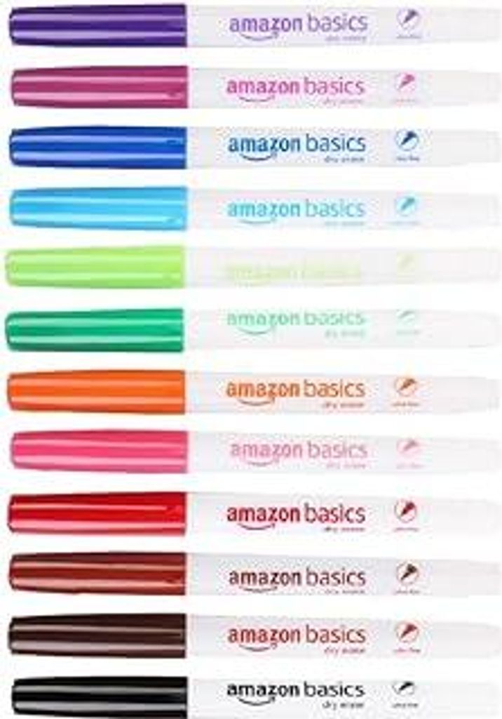 Low Odor Ultra Fine Tip Dry Erase White Board Markers, Assorted Colors, 12-Pack