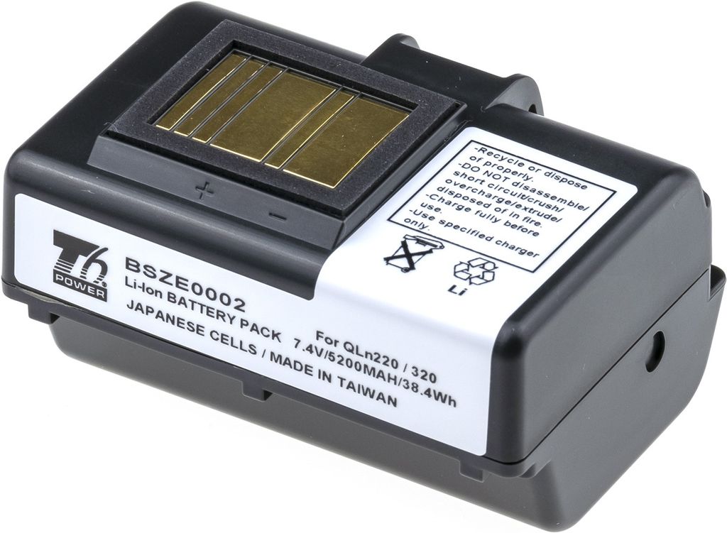 T6 Power Akku für Zebra ZQ510, Li-Ion, 7,4 V, 5200 mAh (38,4 Wh), schwarz