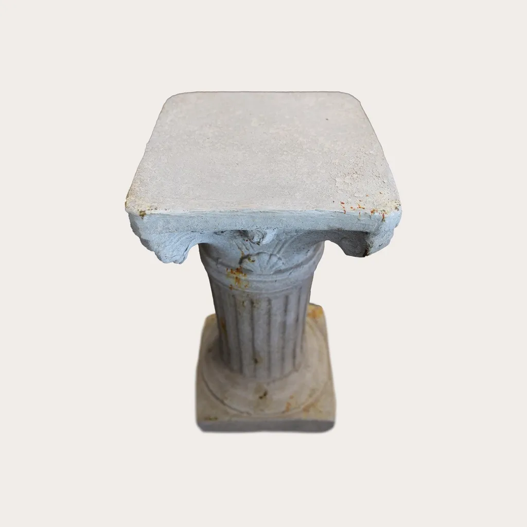 KEYHOMESTORE Socle de chapiteau en résine blanc vieilli style antique