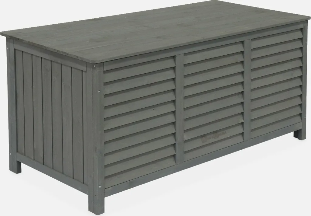 Cassapanca Legno Abete 330L Grigio Baule da Esterno Contenitore