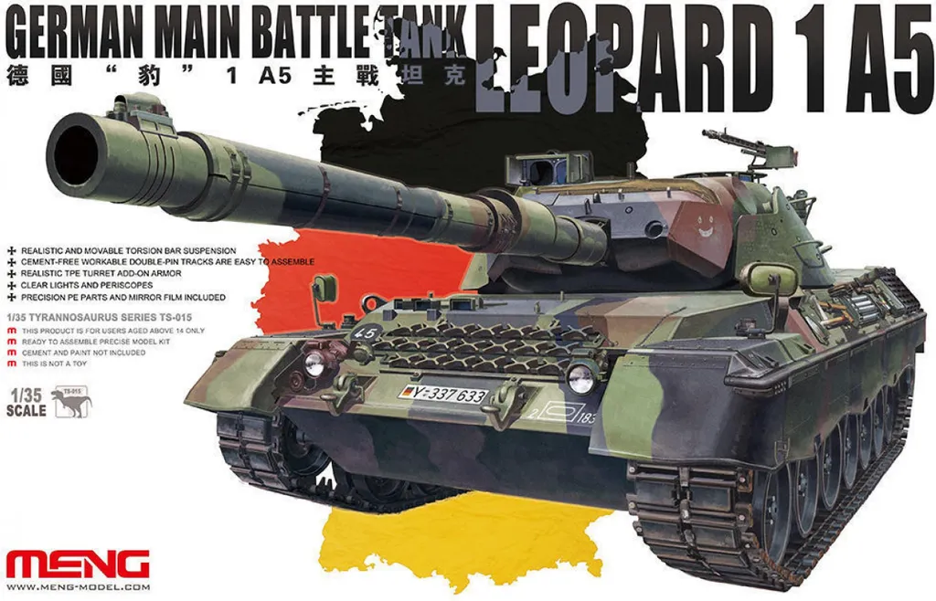 Char Leopard 1 A5 1:35 MENG TS-015 avec Tourelle Détaillée et Photodécoupe