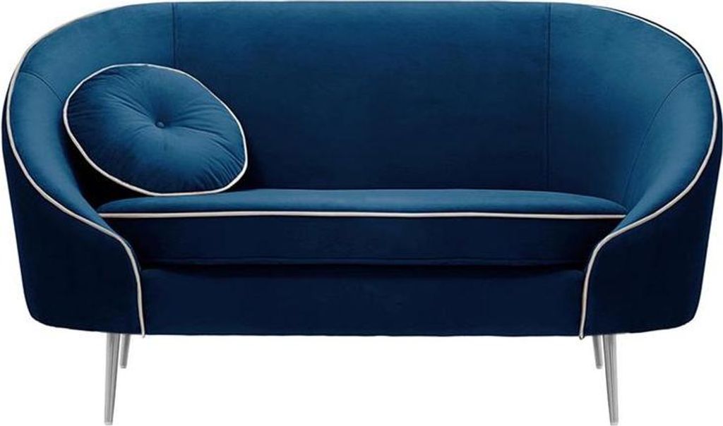 Zweisitzer-Sofa Kooper-Velluto 11-Contrast piping-chrome metal